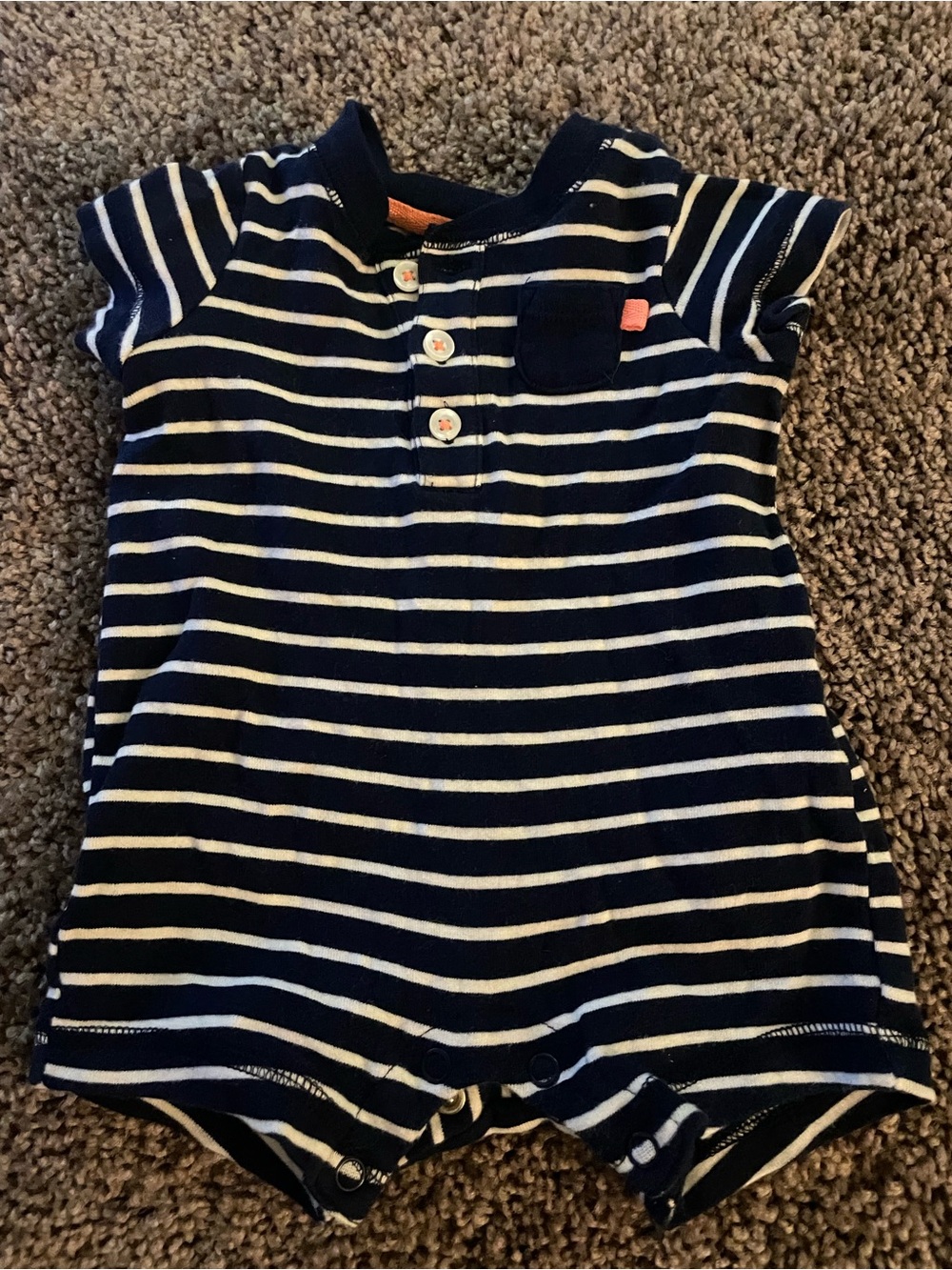 Navy & White Striped Baby Romper